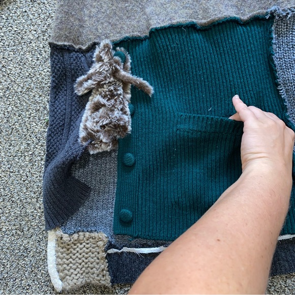 HANDMADE Recycled Repurposed Upcycled Long Sweater Boho Cozy Autumn Layers S/M - Picture 9 of 16